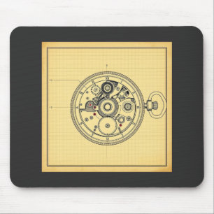 Mousepad Plano de Relógio de Bolso Antigo Impresso