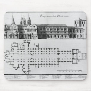 Mousepad Plano e elevação da abadia de Cluny