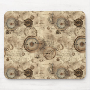 Mousepad Plano Mecânico Retro Sépia Marrom