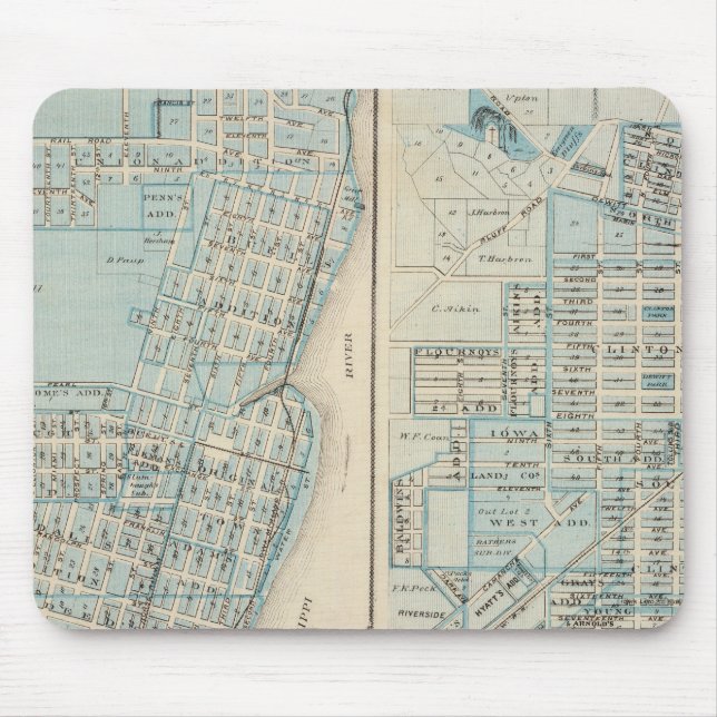 Mousepad Planos de Lyon e Clinton, Condado de Clinton (Frente)