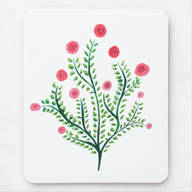 Mousepad Planta de Aquarela Bonito com Primavera Floral min (Frente)