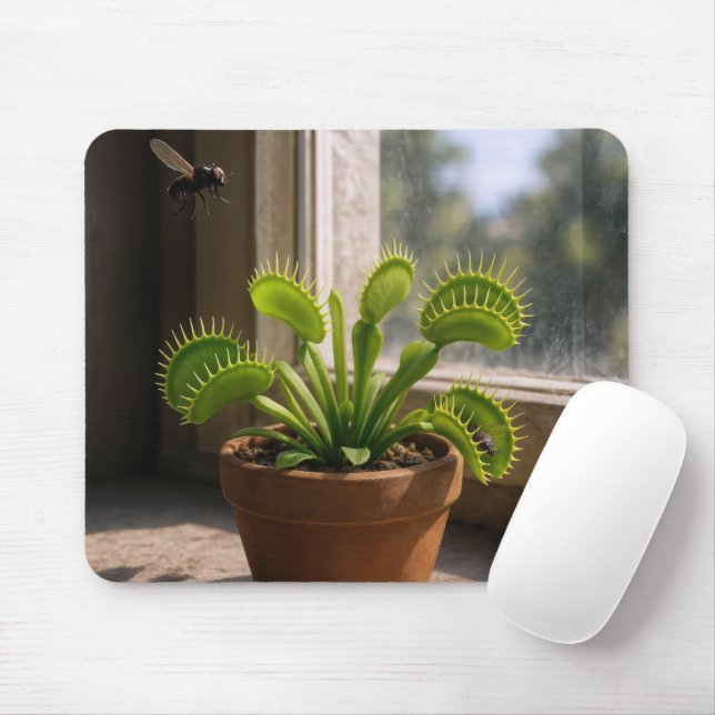 Mousepad Planta de Armadilha de Vênus Com Moscas (Com mouse)
