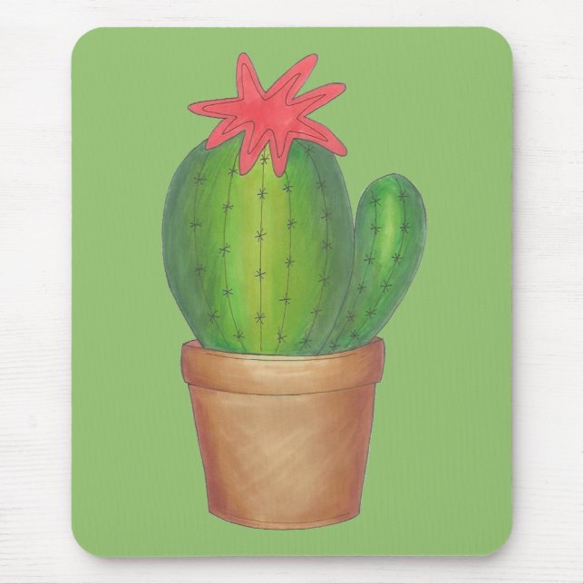 Mousepad Planta De Flor De Jardim De Cactus Verde (Frente)