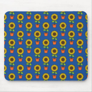 Mousepad Planta de girassol em padrão de Pote