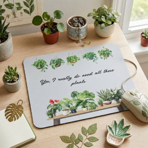Mousepad Planta Engraçada Aquarela Amante de Casa