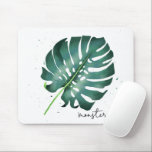 Mousepad Planta Familiar Tropical Monstera<br><div class="desc">Mousepad Elegante da planta tropical apresentando ilustração de uma folha verde de monstera. Perfeito para amantes de plantas!</div>