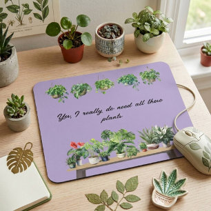 Mousepad Planta Violet de Aquarela Engraçada Amante de Plan