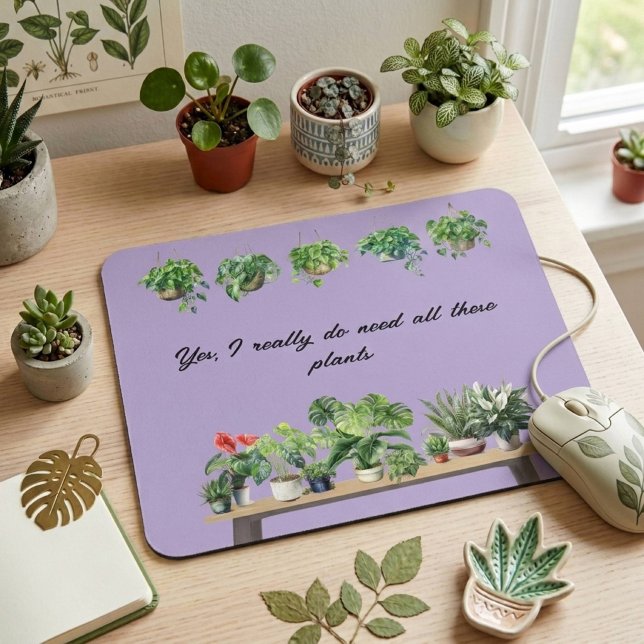Mousepad Planta Violet de Aquarela Engraçada Amante de Plan (Criador carregado)