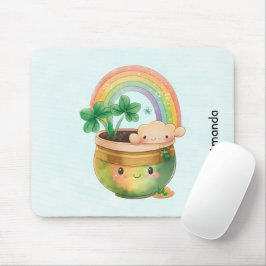 Mousepad Plantador de Jardim Bonito com Rainbow & Clover