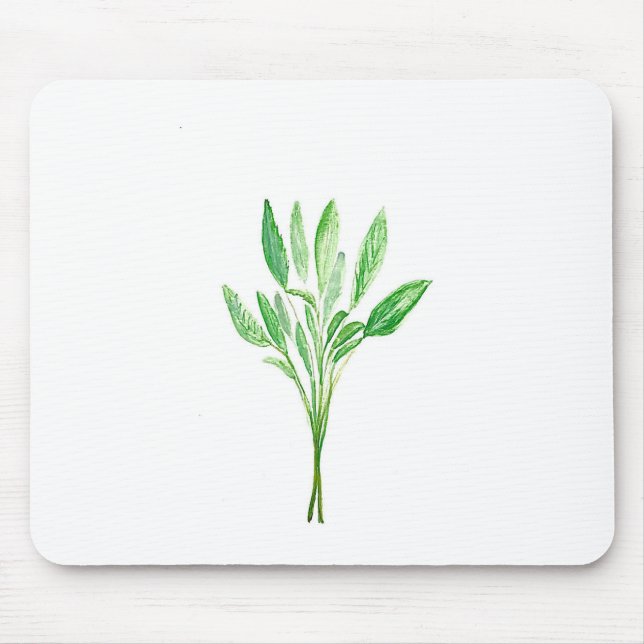 Mousepad Plantas botânicas, ervas verdes, sage (Frente)