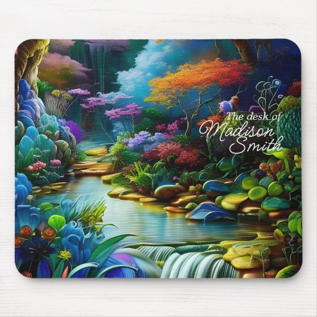 Mousepad Plantas Coloridas e Jardim de Cascata Pacífica (Frente)