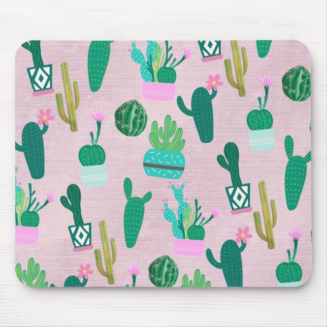 Mousepad Plantas de cactos do sudoeste, Russo, Rosa, (Frente)