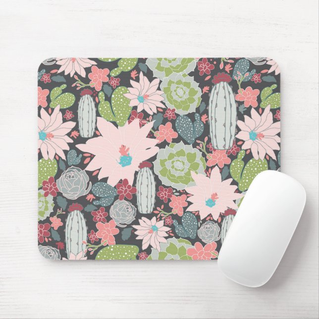 Mousepad Plantas Suculentas De Cactus No Padrão De Pinks Ve (Com mouse)