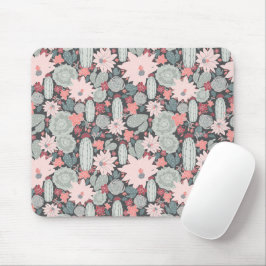 Mousepad Plantas Suculentas E Cactus Em Padrão De Casa Rosa
