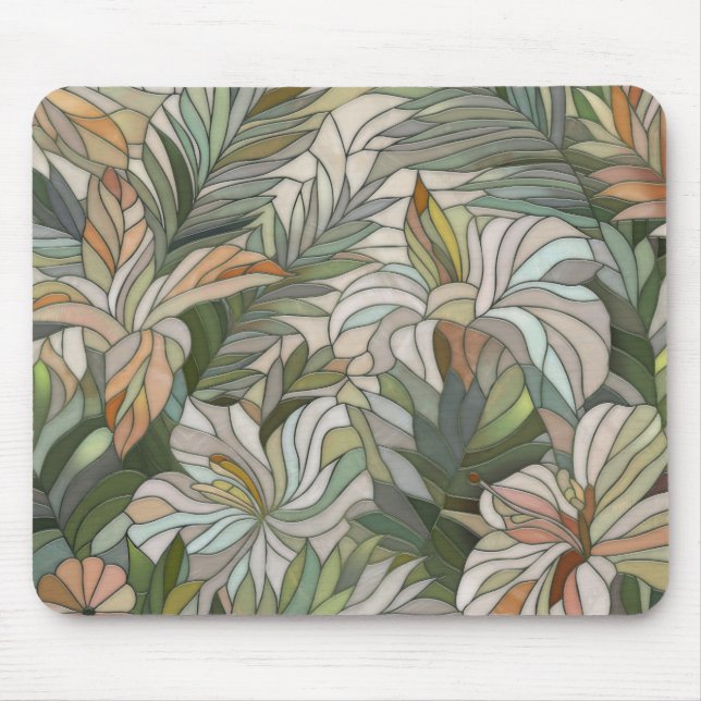 Mousepad Plantas tropicais Arte Digital do Mosaico (Frente)