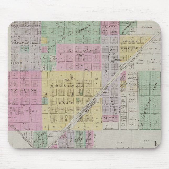 Mousepad Plat of Larned, Condado de Pawnee, Kansas (Frente)