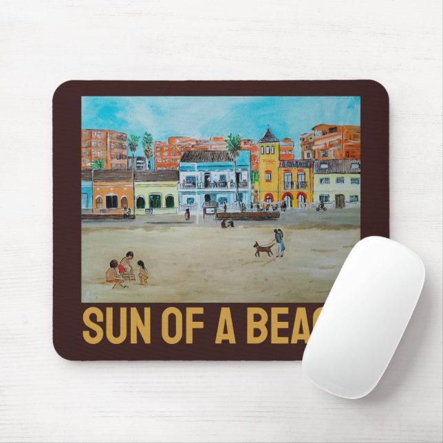 Mousepad Playa de la Malvarrosa Painting by Alfred Fox (Com mouse)