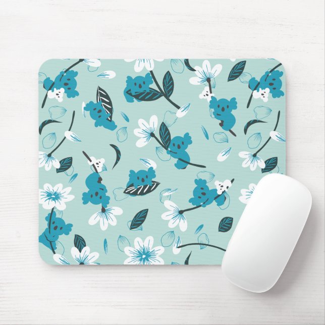Mousepad Playful Koala Pattern Cute Animal e Nature Art (Com mouse)
