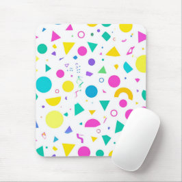 Mousepad Playful Neon Memphis Geometric Retro Pattern