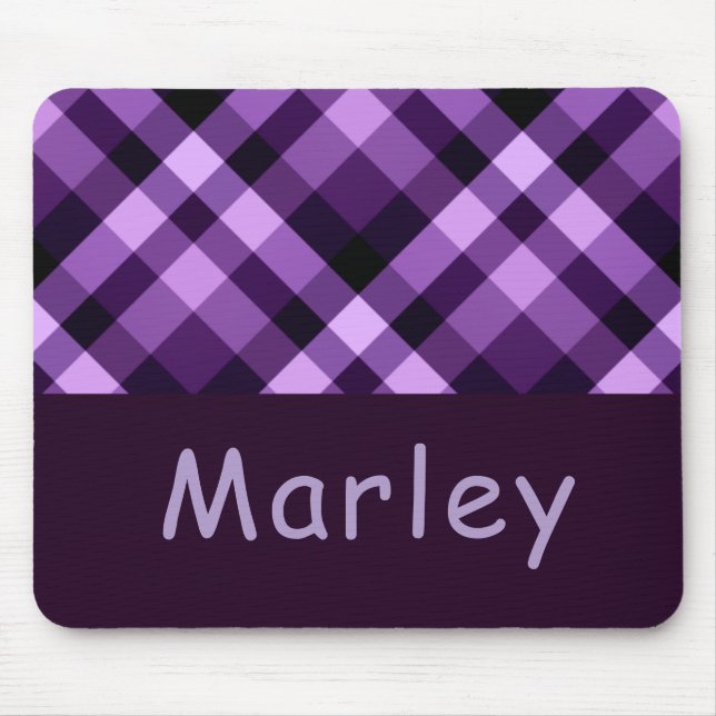 Mousepad Plum Roxo de Mouse com Xadrez Roxo de Plum Moderno (Frente)