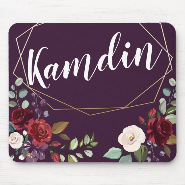 Mousepad Plum Roxo de Plum de Mouse Personalizado, Rosas Do (Frente)