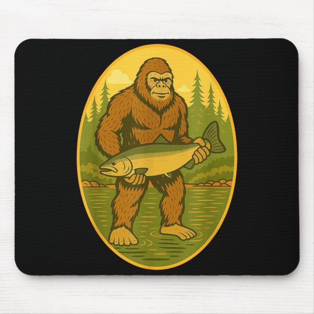 Mousepad Pnw Steelhead Sasquatch Fishing Big Foot Salmon Fi (Frente)