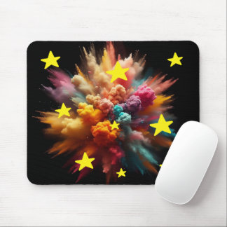 Mousepad Pó Colorido Vibrante Explode com Estrela Amarela B