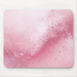 Mousepad Pó de Brilho Abstrato Feminino Rosa Menina