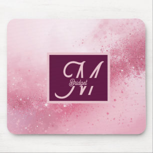 Mousepad Pó de Brilho Rosa Feminino abstrato em mármore