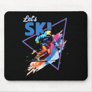 Mousepad Pó de Esqui Retro Design de Esquema de Cores de Vi