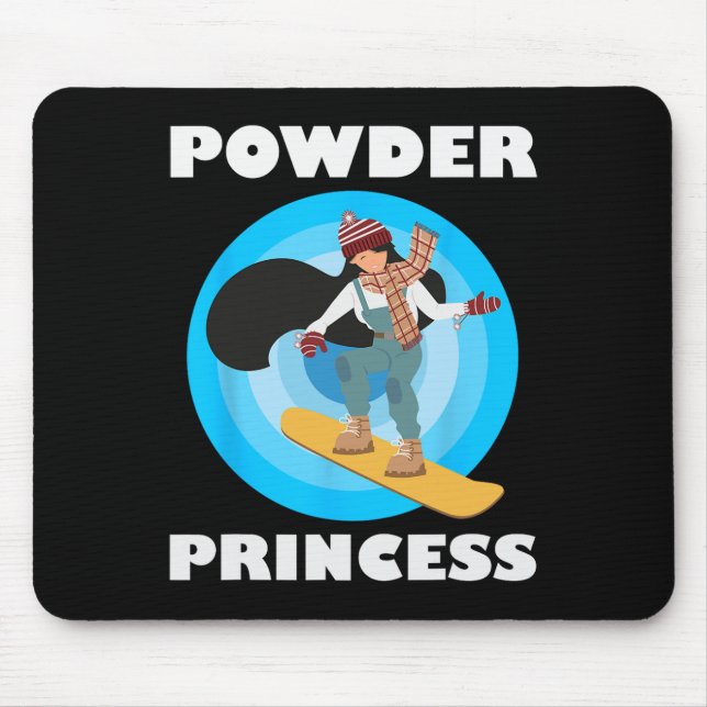 Mousepad Pó de Snowboard Princesa Engraçada Moças de Snowbo (Frente)