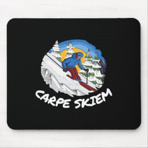 Mousepad Pó Divertido Esquiando Carpe Skiem