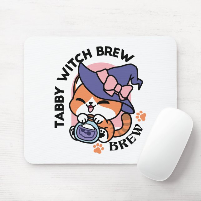 Mousepad Poção de Bruxa Listrada – Design de Gato de Hallow (Com mouse)