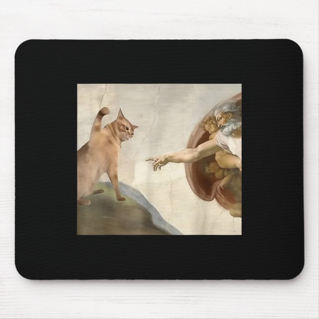 Mousepad Poço Todo Poderoso, Engraçado Gato Criação De Deus (Frente)