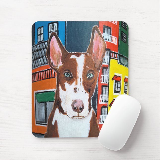Mousepad Podenco in Town Painting by Alfred Fox (Com mouse)