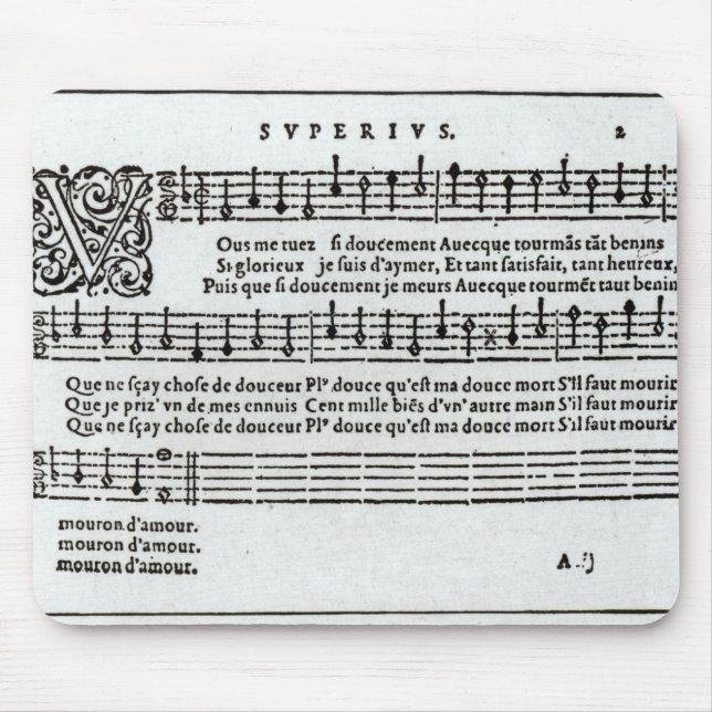 Mousepad Poema à música por Jean Antoine de Baif (Frente)