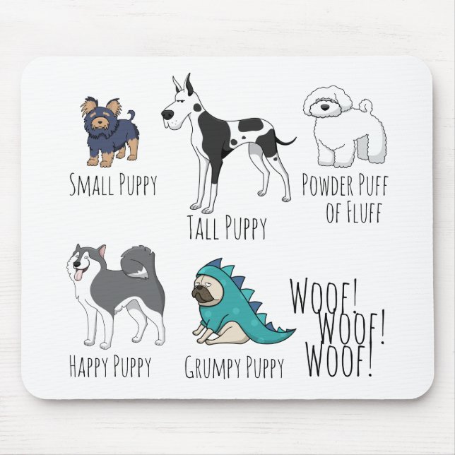 Mousepad Poema De Cães De Papoila Ilustrados E Bonitos (Frente)