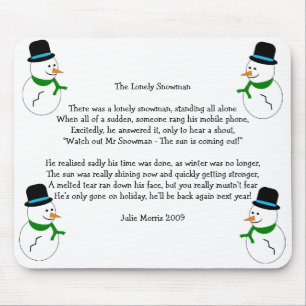 Mousepad Poema do Natal do boneco de neve