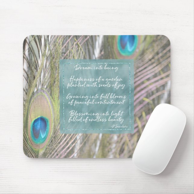 Mousepad Poema dos Sonhos de Penas de Peacock bonito (Com mouse)