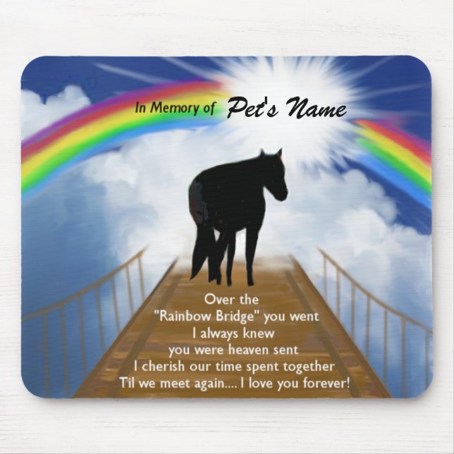 Mousepad Poema memorável da ponte do arco-íris para cavalos (Frente)