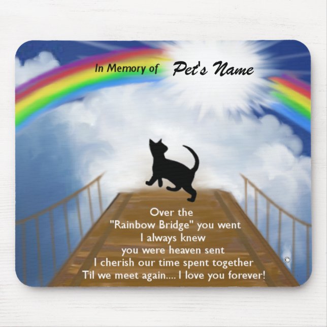 Mousepad Poema memorável da ponte do arco-íris para gatos (Frente)