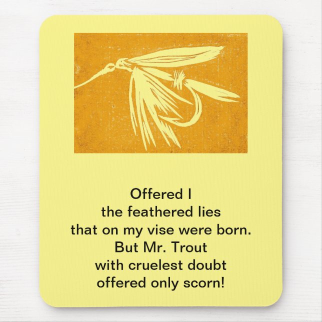 Mousepad Poema original "Cruel Trout" com arte de voo molha (Frente)