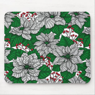 Mousepad Poinsettia branca, padrão de Natal