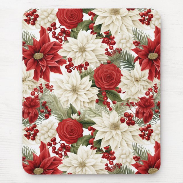 Mousepad Poinsettia de Natal – Design Floral de Feriado (Frente)