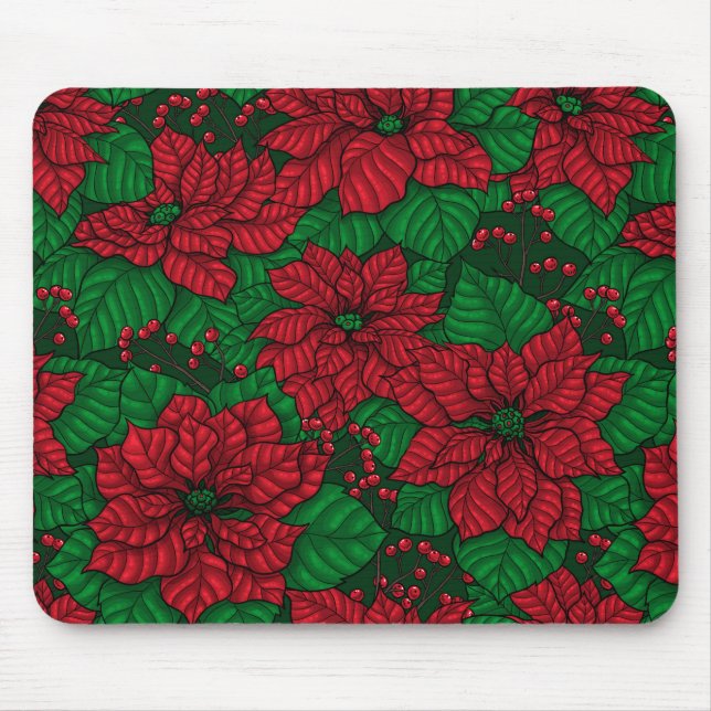 Mousepad Poinsettia, padrão de Natal (Frente)
