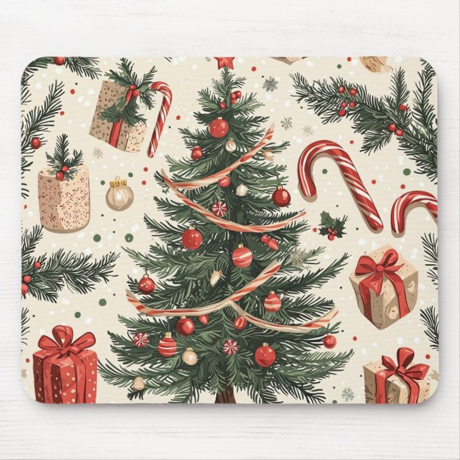 Mousepad Poinsettia Padrão Floral de Natal (4) (Frente)