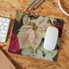 Mousepad Poinsettias Floral de Feriado Colorido