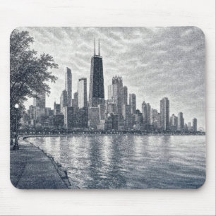 Mousepad Pointillismo Horizonte de Chicago 