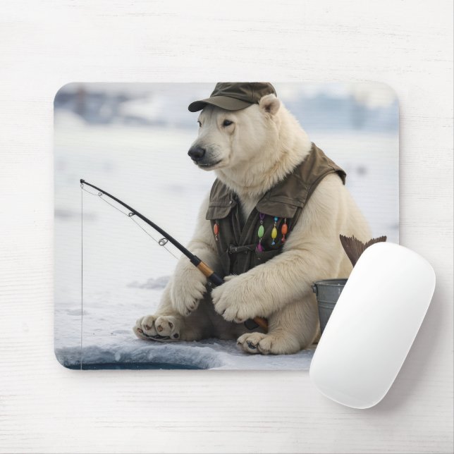 Mousepad Polar Bear Ice Fishing (Com mouse)