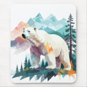 Mousepad Polar Bear Vetor Arte Animal Majestosa Natureza Se